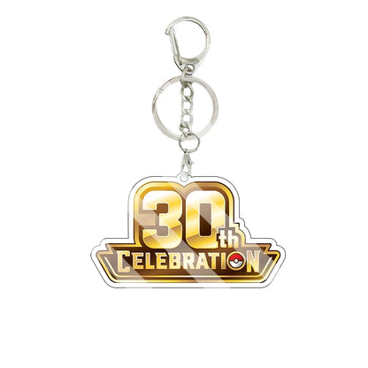 New Anime Pocket Monsters 30th Anniversary Mega Evolution Delta Reign Logo Acrylic Keychain Game Text Sign Keyring Pendant Gifts