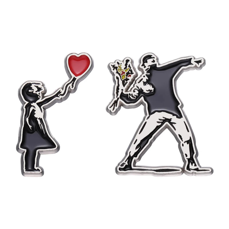 Classic Art People Brooch Enamel Pin Flower Boy Girl Badge Lapel Fashion Custom Friends Couple Jewelry Gift Accessories