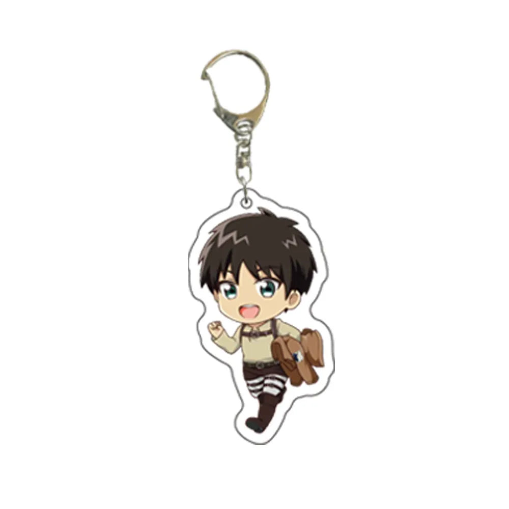 55MM Anime Attack on Titan Figure Eren Jaeger Mikasa Ackerman Armin Arlert Erwin Smith Levi Ackerman Acrylic Keychain Cute Gifts