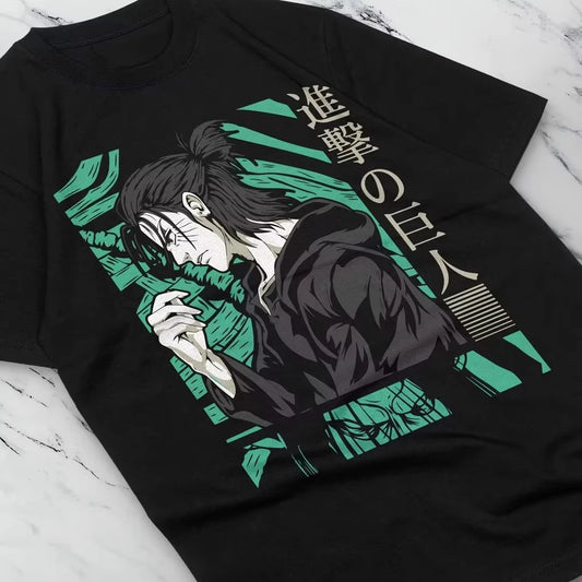 Attack on Titan Anime Eren Yeager Printed T-shirt Summer unisex Loose and Breathable cotton T-shirt Top