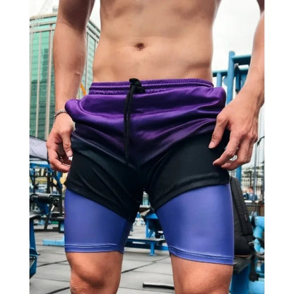 2026 New Men's/Women's Attack on Titan Nine Titans 2-in-1 Gym Shorts, Anime Character Print Breathable Fitness Sports Shorts