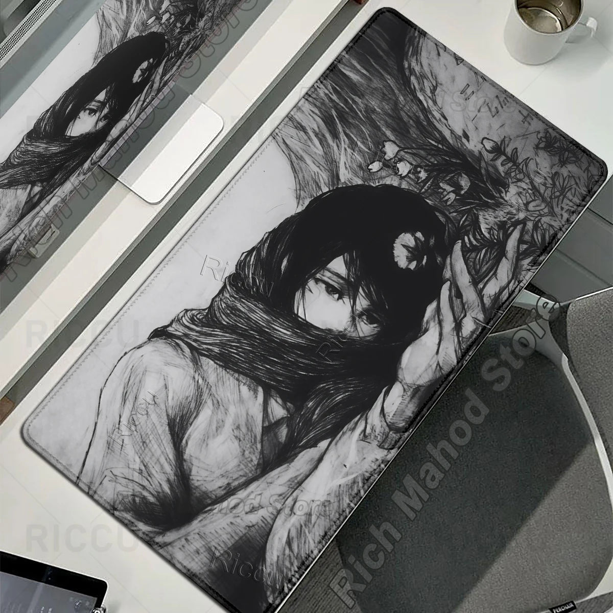 Anime Attack on Titan XXL Desk Mat Large Black White Mouse Pad Gamer Computer Mousepad Gaming Laptop Keyboard Mouse Mats Carpet
