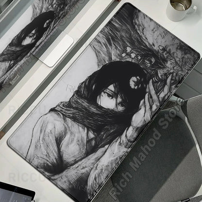 Anime Attack on Titan XXL Desk Mat Large Black White Mouse Pad Gamer Computer Mousepad Gaming Laptop Keyboard Mouse Mats Carpet