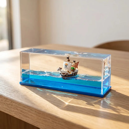 One Piece Thousand Sunny Ship Fluid Drift Bottle Fluid Liquid Going Merry Luffy Barcos Floating Boat Desk Decor Decoration Gift