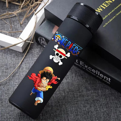 One Piece 304 Stainless Steel Thermos Cup Pattern Luffy Roronoa Zoro Action Figure High Capacity 500ML Drinking Water Bottle