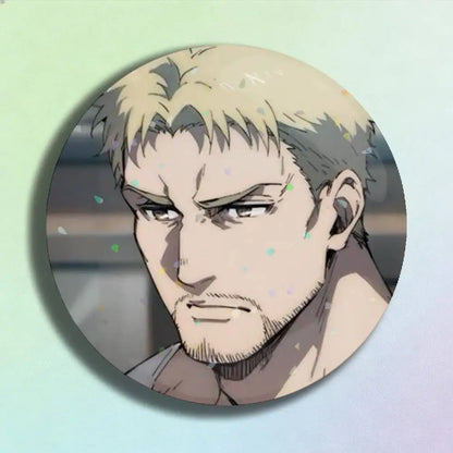 Attack on Titan Reiner Braun Laser Badge Creative Pins Brooch for Bag Clothes Hat Decor Gifts Fans Collect