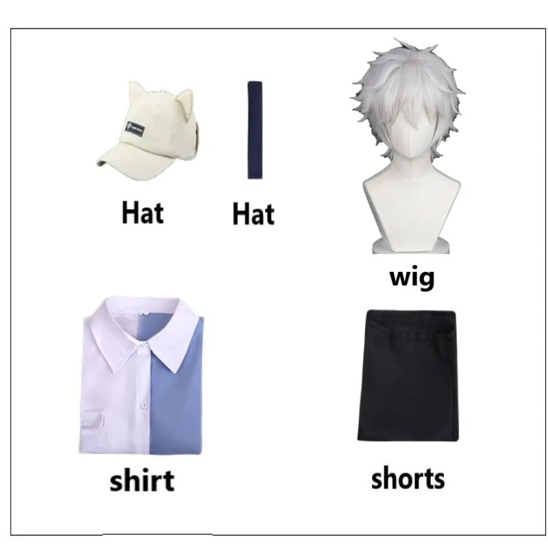 Anime Link Click Lucas Cosplay Costume White Short Wig