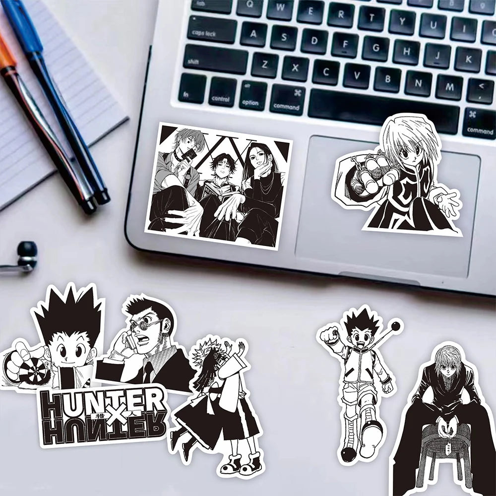 70pcs Black White HUNTERxHUNTER Japanese Anime Stickers GON FREECSS Decals Skateboard Laptop Car Decoration Sticker Kids Toys
