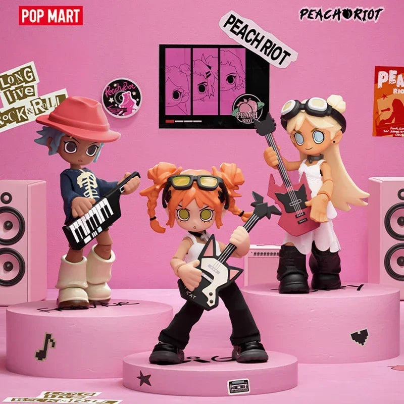 POPMART Peach Riot Carry The Music Series Block Pendant Blind Box Original Toys Mystery Box Doll Cute Anime Figure Ornament Gift