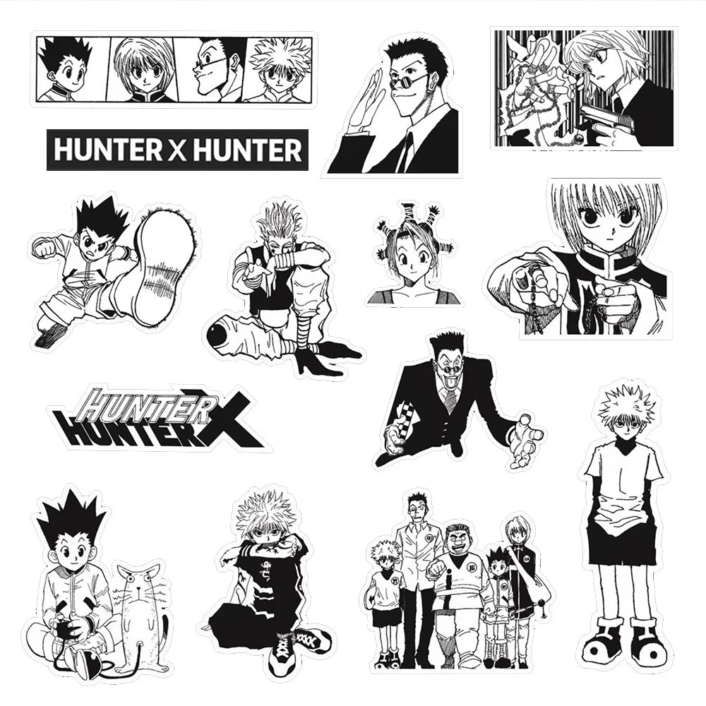 70pcs Black White HUNTERxHUNTER Japanese Anime Stickers GON FREECSS Decals Skateboard Laptop Car Decoration Sticker Kids Toys