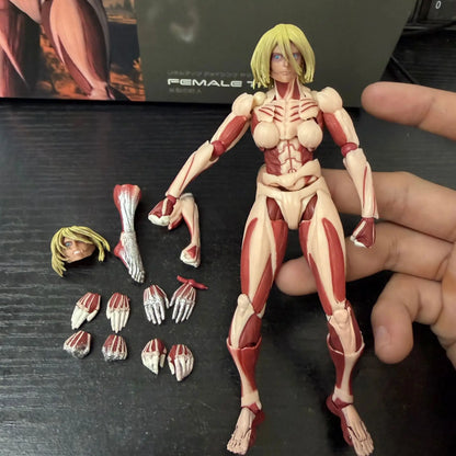 In Stock Kaiyodo Attack On Titan The Female Titan Amazing Yamaguchi Revoltech Action Figures Toy Figurine Ko Model Doll Gift