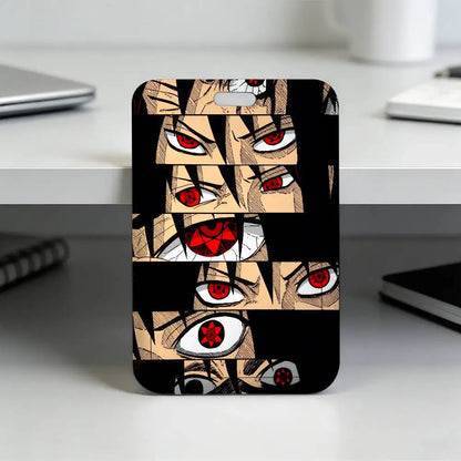 Anime N-NARUTO Akatsuki Itachi Sharingan Transparent Card Holder Employee Plastic Slide Cover Lanyard Work Business ID Bag Bus