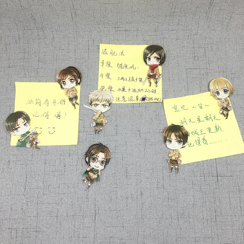 7Pcs Attack on Titan Fridge Magnets Anime Fridge Acrylic Refrigerator Magnets Home Accessories Eren Mikasa Ackerman Decorations