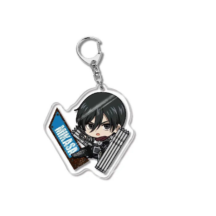 Attack On Titan Acrylic Figure Display Cartoon Keychain Eren Mikasa Levi Anime Desk Ornament Key Ring Accessories Q Version