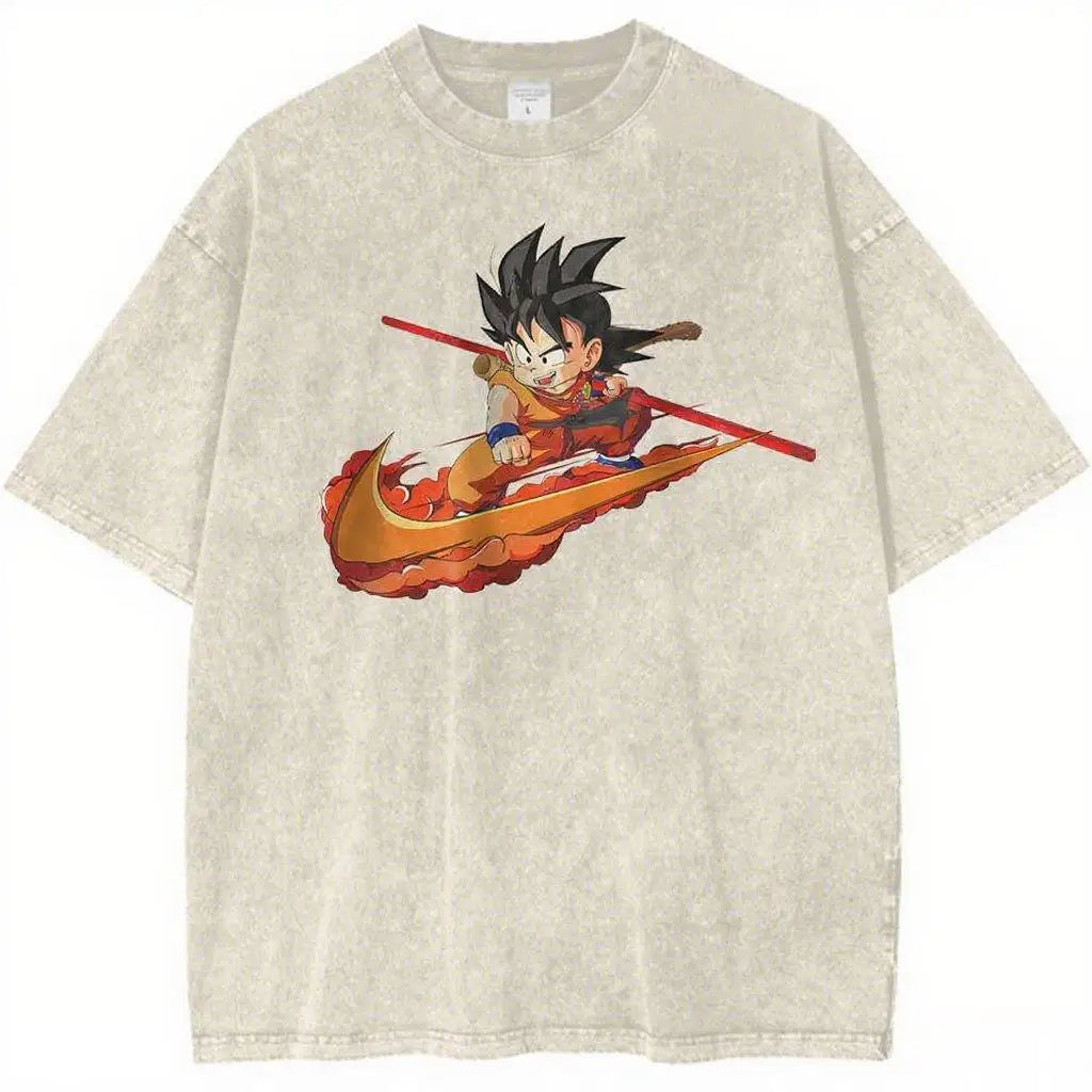 Dragon Ball Vintage Wash Graphic T Shirt Men Anime Print Women Short Sleeve Tee New Summer Casual Tops Streetwear Harajuku Y2k