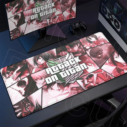 Attack on Titan Gaming Mouse Pad Anime Table Mat Large Computer Accessories Gamer Non-slip Keyboard Mause Office Laptops Desktop