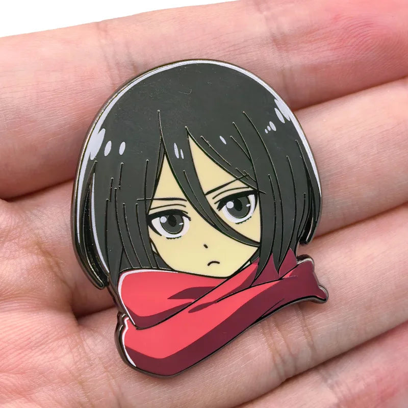 Mikasa Ackerman Badges Pendant Attack on Titan Pins Japanese Anime Manga Brooches for Backpack Clothing Lapel Cosplay Toy Gift