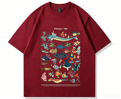 Pokemon Fish Guide Retro T-Shirt