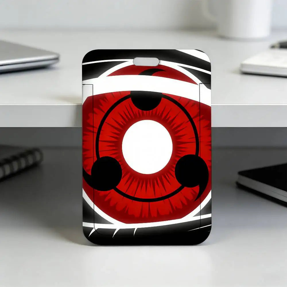 Anime N-NARUTO Akatsuki Itachi Sharingan Transparent Card Holder Employee Plastic Slide Cover Lanyard Work Business ID Bag Bus