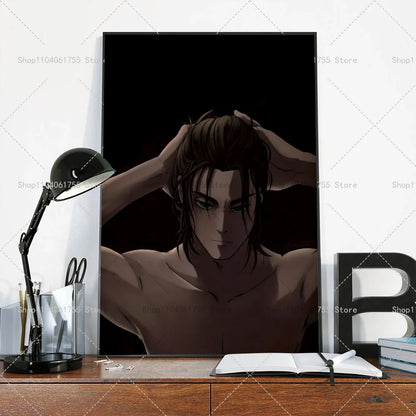 1PC Anime Attack On Titan Eren Jeager Poster Self-adhesive Art Waterproof Paper Sticker Coffee House Bar Room Wall Decor