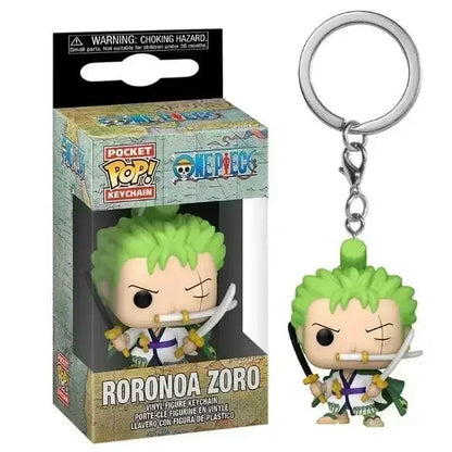 Funko POP Pocket Keychain One Piece Roronoa Zoro Kid Pendant Gift Key Chains Kid Action Figure Toy Doll Collectible Kid Toys