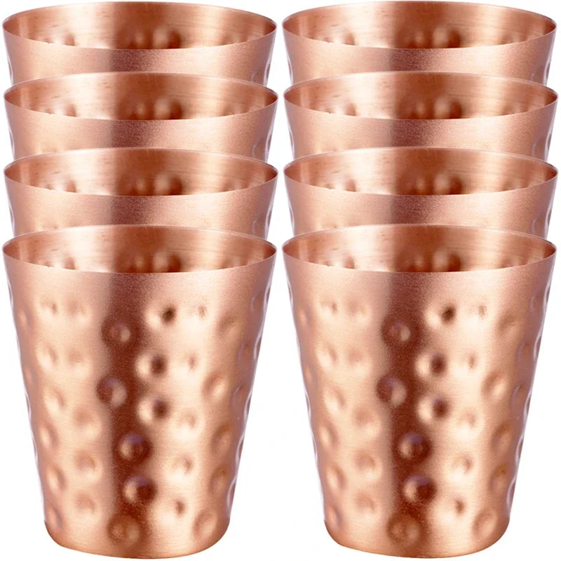 6cs 8Pcs New 100% Copper Cups Pure Solid  Moscow Mule PURE Copper Mugs-Shaped 2oz Cocktail Cups Beer Milk Mug Drinkware