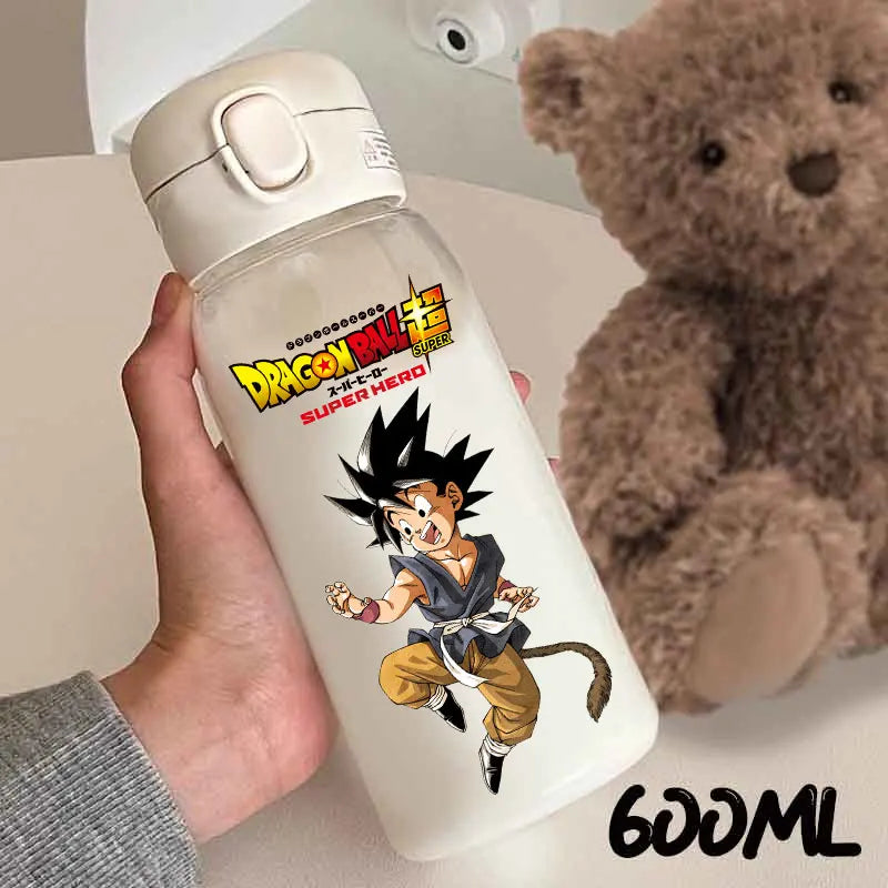 For Dragon Ball Straw Bottles 600ml Vegeta Goku Transparent Plastic Anti Drop Water Bottle Students Outdoor Capacity