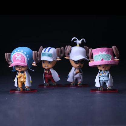 4Pcs Anime One Piece Tony Tony Chopper Cos MARINE Sengoku Sakazuki Model Toy Gift Car Ornament PVC Action Figure Boxed