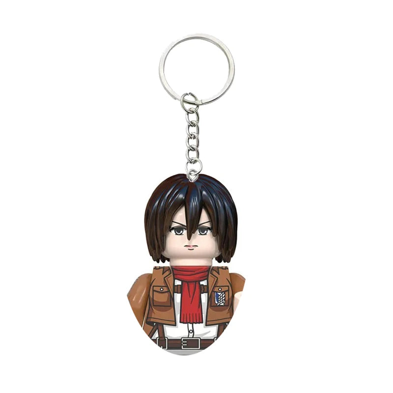 Anime Attack on Titan Building Blocks Keychain Mini Figure Keyring Collectible Toy Pendant for Bag Accessories Fans Gift