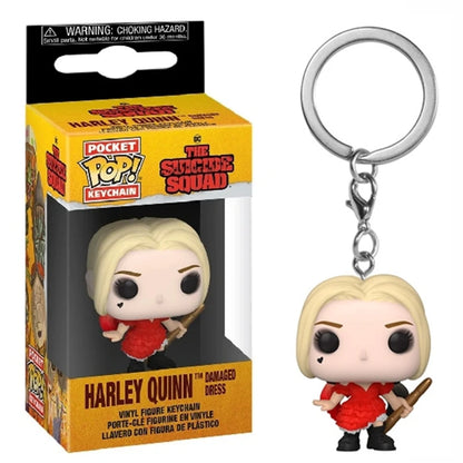 FUNKO POP Movies Suicide Squad The Joker Harley Quinn King Shark Keychain Toy Action Figure Collection Toys for Kids with Box