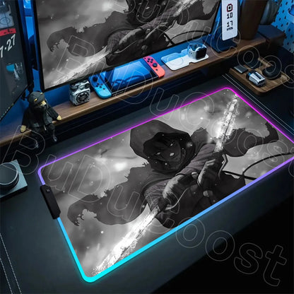 Large RGB LED Mousepad Attack on Titan Mouse Pads Anime Cool Gaming Tapis De Souris Carpet Laptop XXL Gabinete Gamer Accessories