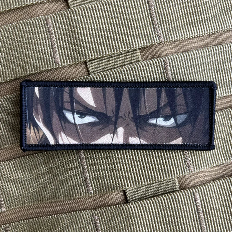 Levi Ackerman Eyes Morale Badge Hook and Loop Attack on Titan Anime Patch Printing Commander Tactical Military Backpack Sticker