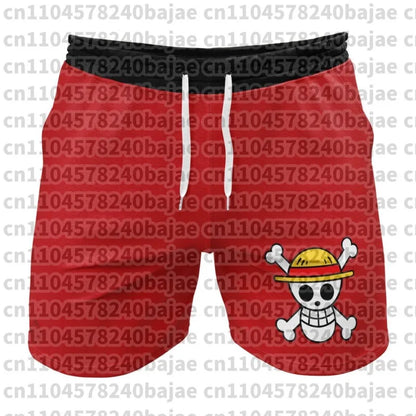 2026 Adult Luffy One-piece Surfing Shorts, Summer Anime Quick-drying Breathable Printed Sports and Fitness Shorts