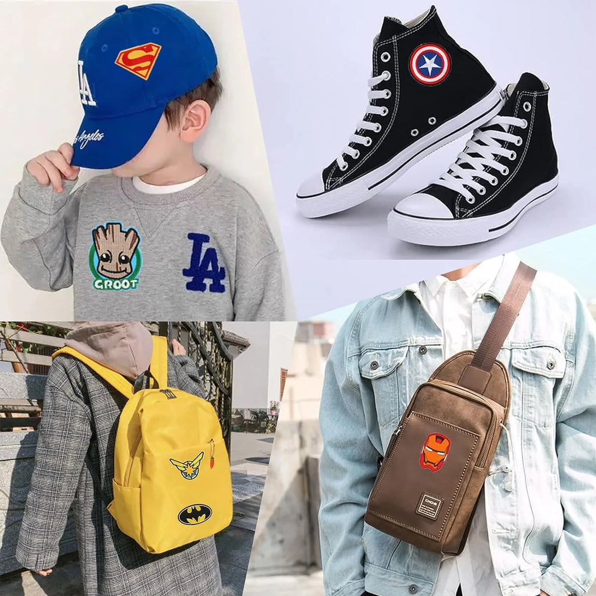 19Pcs Supes Iron On Patches Cartoon Avengers Embroidered Patch DIY Sew‑on Badge Applique For Clothing Jacket Backpack Hat Decor