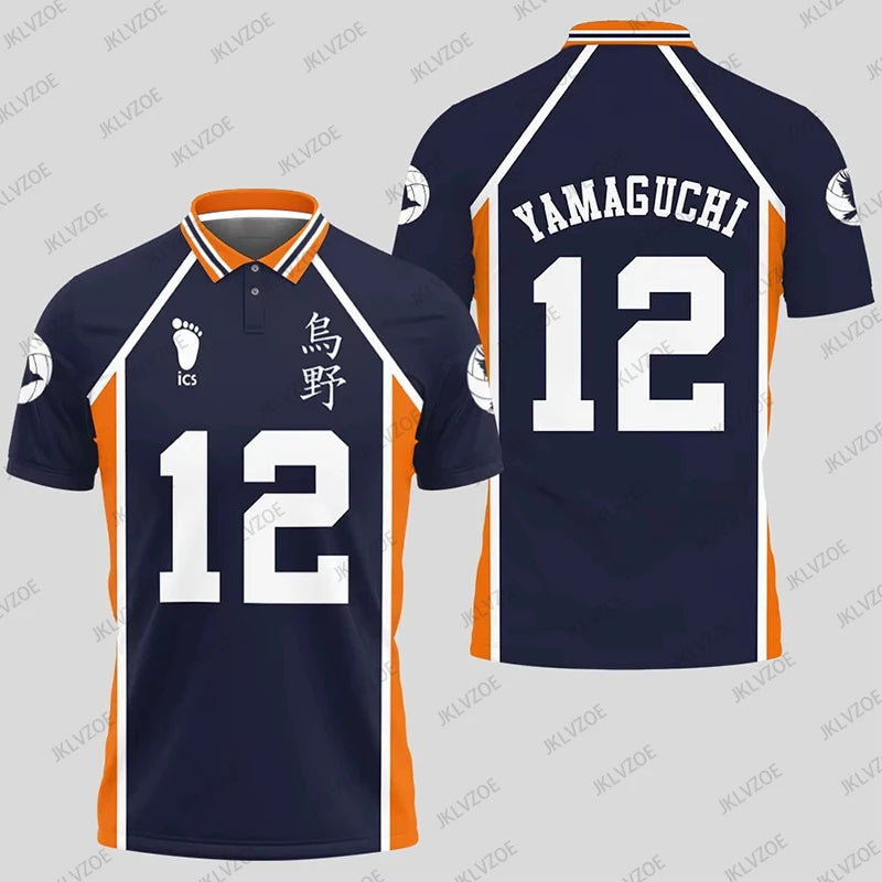 Anime Haikyuu Hinata Cosplay Polo Shirts Summer Shorts Sleeve Men Polos Volleyball Uniform Japan Sports Jerseys Kids Adult Tops