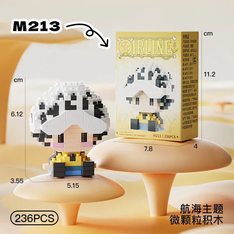 New ONE PIECE Sun God Nika Luffy Micro Action Block Chopper Ace Buggy 3D Anime Model Assembly Mini Bricks Figure Toys For Gift
