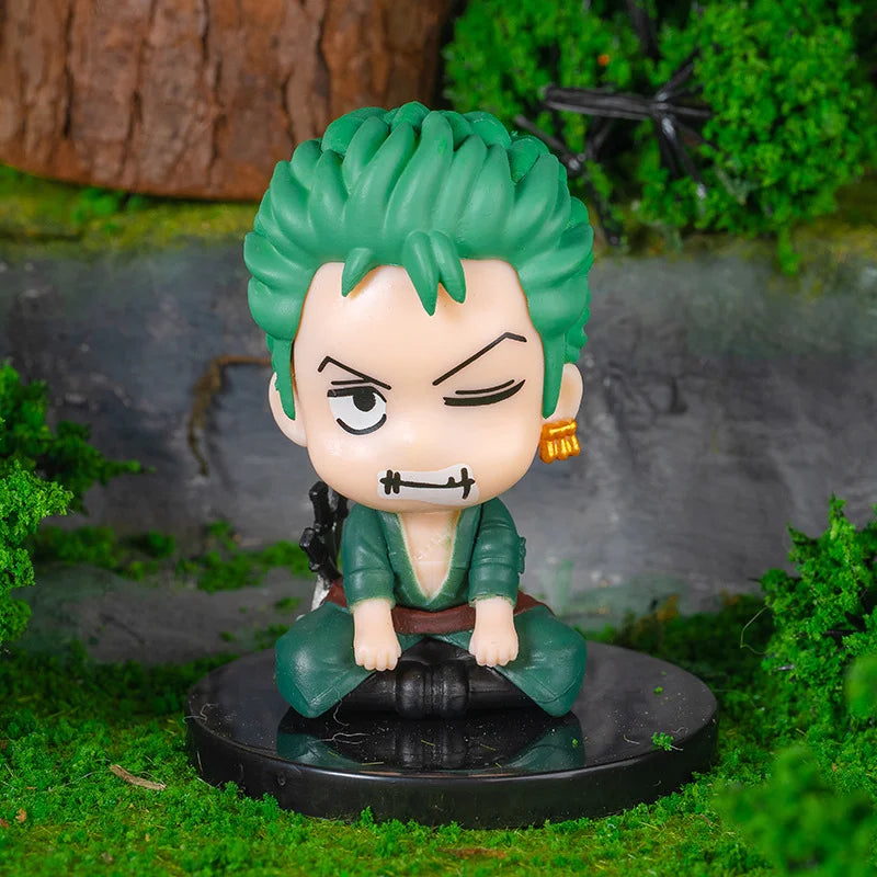 Anime One Piece Figurine Mini Sitting Posture Solon Wearing Hat Luffy Figurine PVC Model Desktop Ornament Anime Peripheral Toys