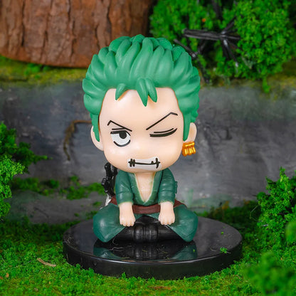 Anime One Piece Figurine Mini Sitting Posture Solon Wearing Hat Luffy Figurine PVC Model Desktop Ornament Anime Peripheral Toys