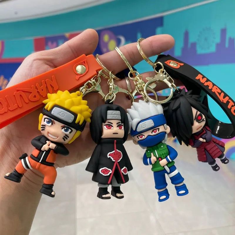 Naruto cartoon character key chain PVC 3D doll pendant Naruto Uzumaki Kakashi spot car key chain backpack jewelry pendant gift