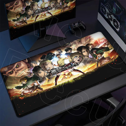 Attack on Titan Gaming Mouse Pad Anime Table Mat Large Computer Accessories Gamer Non-slip Keyboard Mause Office Laptops Desktop