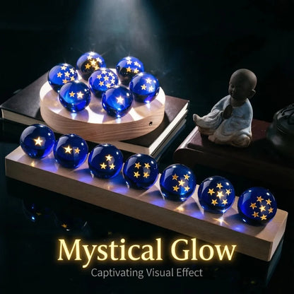 Dragoned Anime Seven Stars Crystal Ball Set LED Illuminated Wooden Base Night Lights Cartoon Balls Birthday Christmas Gift