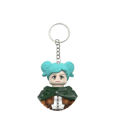 Anime Attack on Titan Building Blocks Keychain Mini Figure Keyring Collectible Toy Pendant for Bag Accessories Fans Gift