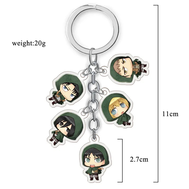 Attack on Titan Anime Acrylic Double Sided Transparent Keychain Set of 5 Pendant Hanging Accessories for Fans Collection Gift