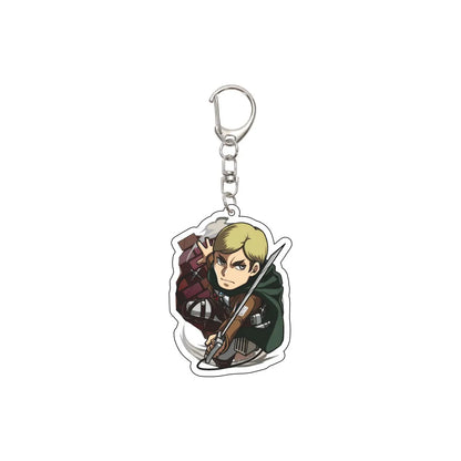 55MM Keychain Anime Attack on Titan Eren Jaeger Mikasa Ackerman Levi Ackerman Hanji Zoe Erwin Smith Acrylic Key Chain Cute Gifts