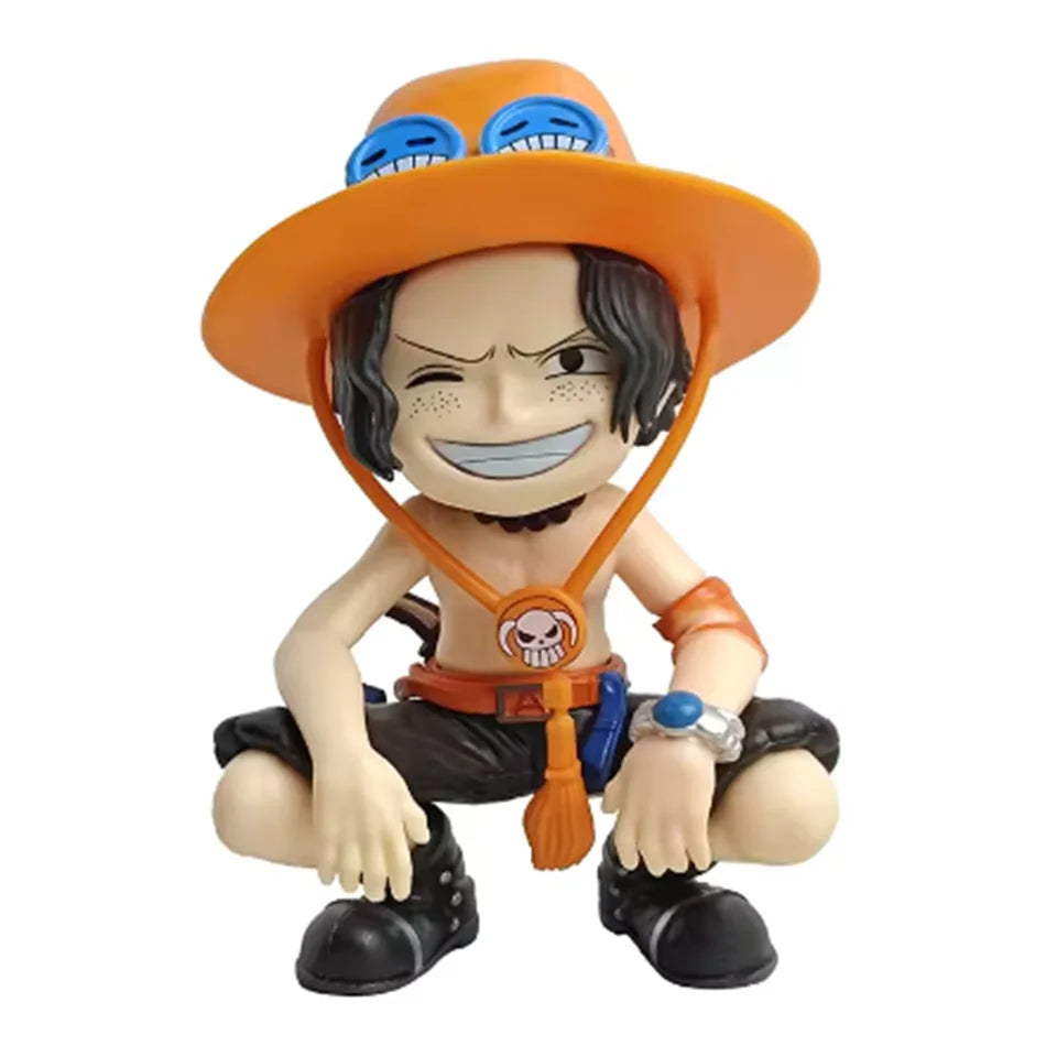 One Piece Anime Figure Sitting Laughing Luffy Action Figure Kawaii Sanji Zoro Ace Yamato Figurine Collection Toy Doll Gift Model