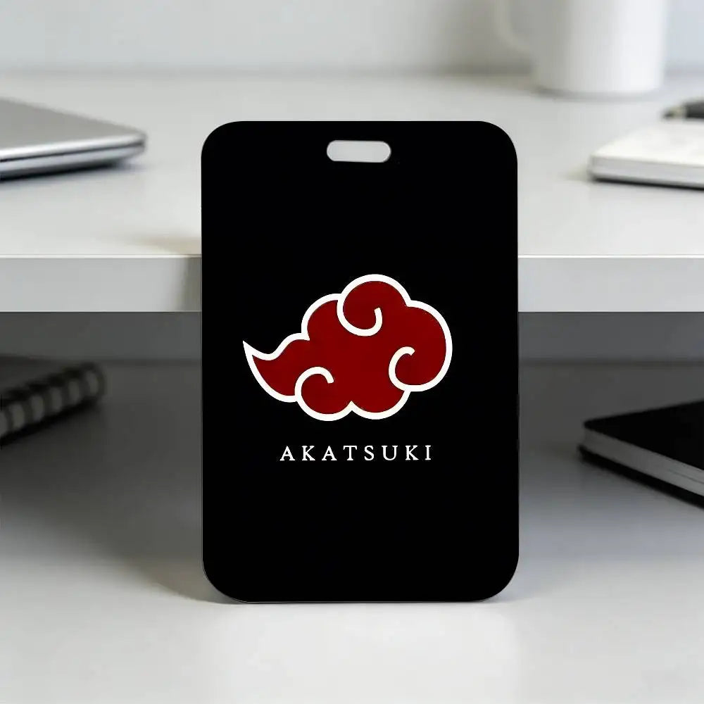 Anime N-NARUTO Akatsuki Itachi Sharingan Transparent Card Holder Employee Plastic Slide Cover Lanyard Work Business ID Bag Bus