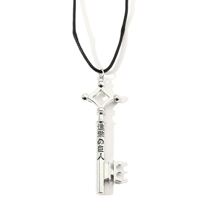 Attack On Titan Necklace Eren Key Shingeki No Kyojin Pendant Fashion Vintage Retro Anime Jewelry For Men Cosplay