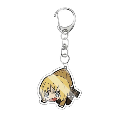 Cartoon Attack on Titan Cute Acrylic Keychain Survey Corps Uniform Anime Character Funny Hanging Pose Bag Pendant Cute Accessory
