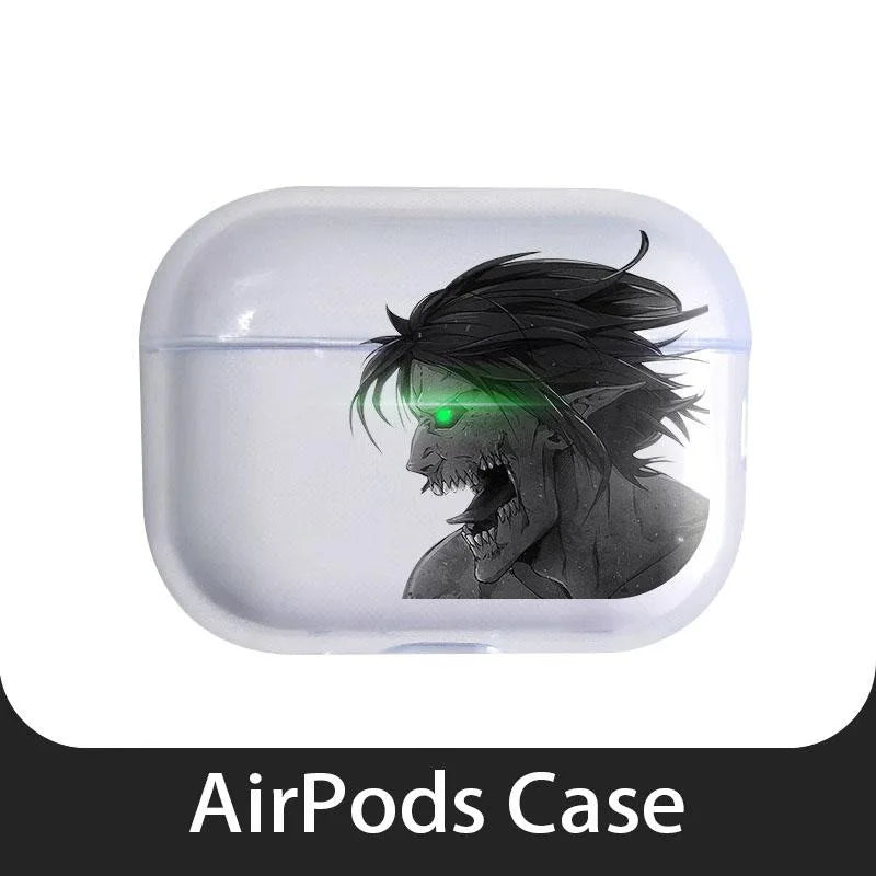 Attack on Titan Transparent Case for Airpods 4 3 2 1 Pro3 Pro2 Eren Jaeger Soft TPU Protective Cover Anime Decorations Shell