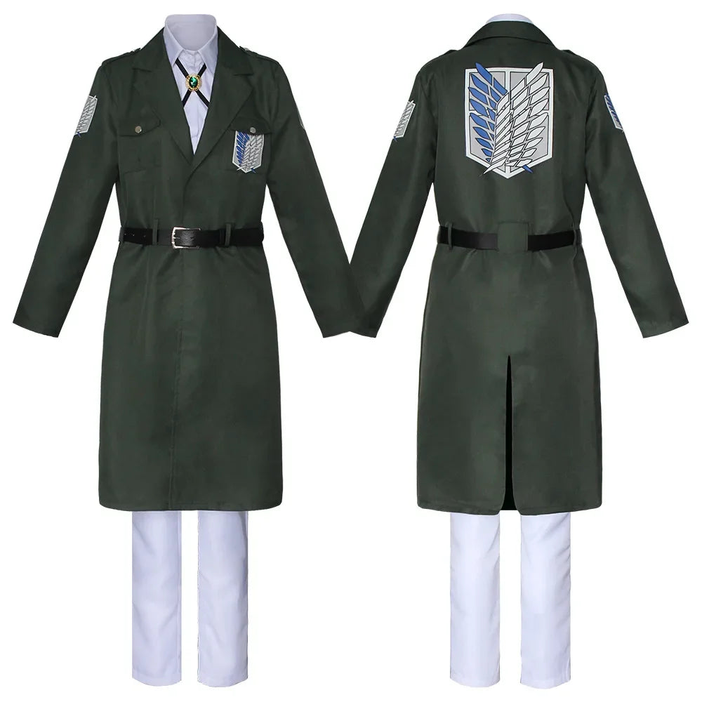 Attack on Titan Eren Levi Green Cosplay Costume Shingeki No Kyojin Scouting Legion Soldier Jacket Coat Uniform Halloween Costume
